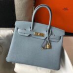 HERM Birkin 30cm Bag In Blue Lin   GHW