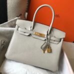 HERM Birkin 30cm Bag In Pearl Grey   GHW