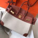 HERM Birkin 35cm Canvas Bag With Barenia  GHW - Image 2