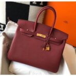 HERM Birkin 35cm Bag In Bordeaux   GHW