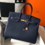 HERM Birkin 35cm Bag In Dark Blue   GHW