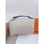 HERM Bride-a-Brac Large Case in Ecru Canvas with Blue Zigzag Motifs - Image 2