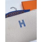 HERM Bride-a-Brac Large Case in Ecru Canvas with Blue Zigzag Motifs - Image 3