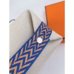 HERM Bride-a-Brac Large Case in Ecru Canvas with Blue Zigzag Motifs - Image 4