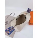 HERM Bride-a-Brac Large Case in Ecru Canvas with Blue Zigzag Motifs - Image 6