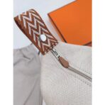 HERM Bride-a-Brac Large Case in Ecru Canvas with Brown Zigzag Motifs - Image 3