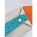 HERM Bride-a-Brac Large Case in Ecru Canvas with Green Zigzag Motifs - Image 4