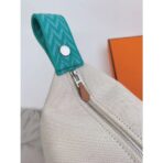 HERM Bride-a-Brac Large Case in Ecru Canvas with Green Zigzag Motifs - Image 5