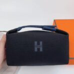 HERM Bride-a-Brac Large Case in Black Canvas with Zigzag Motifs