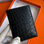 HERM MC Euclide Card Holder in Black Matte Alligator Leather