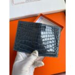 HERM MC Euclide Card Holder in Blue Colvert Shiny Alligator Leather - Image 6