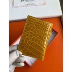 HERM MC Euclide Card Holder in Jaune Ambre Shiny Alligator Leather - Image 4