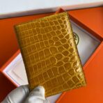 HERM MC Euclide Card Holder in Jaune Ambre Shiny Alligator Leather