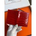 HERM MC Euclide Card Holder in Red Shiny Alligator Leather - Image 4