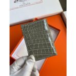 HERM MC Euclide Card Holder in Tourterelle Shiny Alligator Leather - Image 4