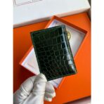 HERM MC Euclide Card Holder in Vert Fonce Shiny Alligator Leather - Image 5