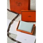 HERM Calvi Duo Verso Card Holder in Blue Brume Mysore Goatskin - Image 3