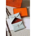 HERM Calvi Duo Verso Card Holder in Blue Brume Mysore Goatskin - Image 4