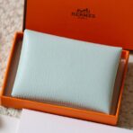 HERM Calvi Duo Verso Card Holder in Blue Brume Mysore Goatskin