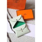 HERM Calvi Duo Verso Card Holder in Vert Fizz Mysore Goatskin - Image 4