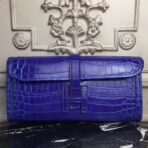 HERM Jige Elan 29 Clutch In Blue Electric Embossed crocodile