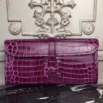 HERM Jige Elan 29 Clutch In Fuchsia Embossed crocodile