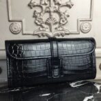 HERM Jige Elan 29 Clutch In Black Embossed crocodile