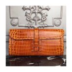 HERM Jige Elan 29 Clutch In Orange Embossed crocodile