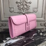 HERM Jige Elan 29 Clutch In Pink Embossed crocodile