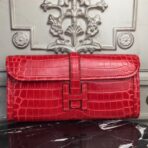 HERM Jige Elan 29 Clutch In Red Embossed crocodile