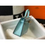 HERM Kelly Mini II Bag In Blue Atoll Embossed Crocodile - Image 3