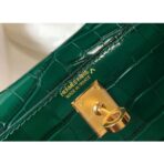 HERM Kelly Mini II Bag In Green Embossed Crocodile - Image 5