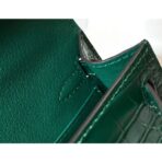 HERM Kelly Mini II Bag In Green Embossed Crocodile - Image 6
