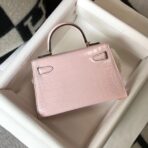 HERM Kelly Mini II Bag In Rose Dragee Embossed Crocodile - Image 2
