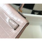 HERM Kelly Mini II Bag In Rose Dragee Embossed Crocodile - Image 6