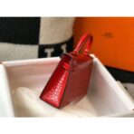 HERM Kelly Mini II Bag In Red Embossed Crocodile - Image 3