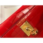 HERM Kelly Mini II Bag In Red Embossed Crocodile - Image 5