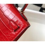 HERM Kelly Mini II Bag In Red Embossed Crocodile - Image 6
