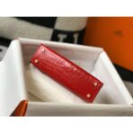 HERM Kelly Mini II Bag In Red Embossed Crocodile - Image 7