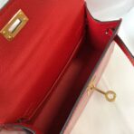 HERM Kelly Mini II Bag In Red Embossed Crocodile - Image 8