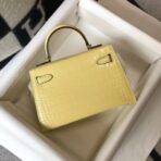 HERM Kelly Mini II Bag In Jaune Poussin Embossed Crocodile - Image 2