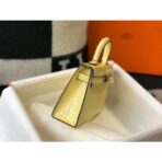 HERM Kelly Mini II Bag In Jaune Poussin Embossed Crocodile - Image 3