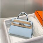 HERM Kelly Mini II Bag In Blue Brume   PHW - Image 2