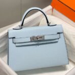 HERM Kelly Mini II Bag In Blue Brume   PHW