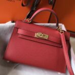 HERM Kelly Mini II Bag In Rouge Vif   GHW
