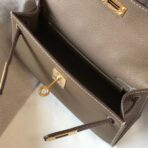 HERM Kelly Mini II Bag In Taupe Grey   GHW - Image 8