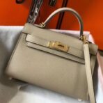 HERM Kelly Mini II Bag In Gris Tourterelle   GHW