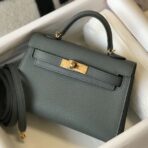 HERM Kelly Mini II Bag In Vert Amande   GHW
