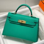 HERM Kelly Mini II Bag In Vert Jade   GHW