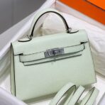 HERM Kelly Mini II Bag In Vert Fizz   PHW